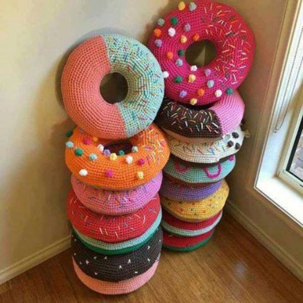 Crochet donut pillows